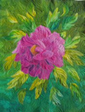 Tree peony applique wall hanging